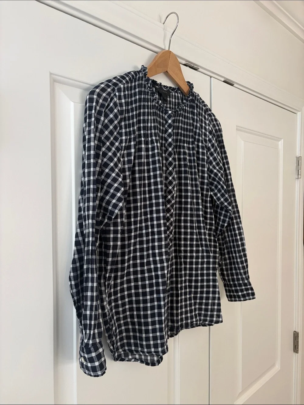 J. Crew Women’s Navy and White Checkered Blouse